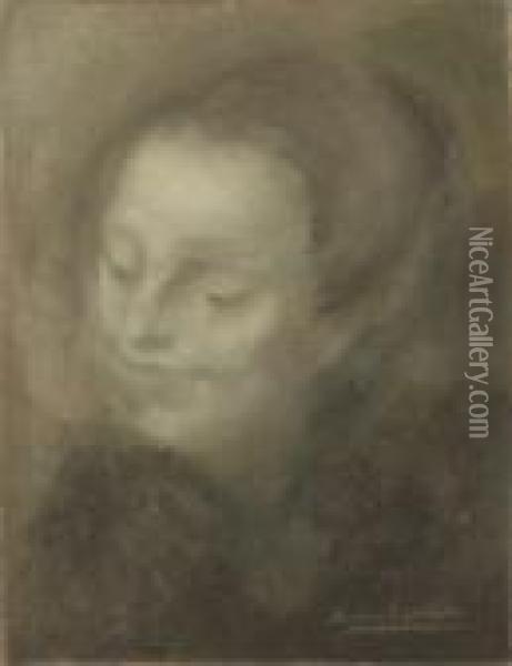 Head Of A Woman Oil Painting - Eugene Carriere