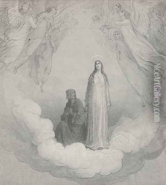 Again mine eyes were fix'd on Beatrice, (Canto XXI., line 1) Oil Painting - Gustave Dore