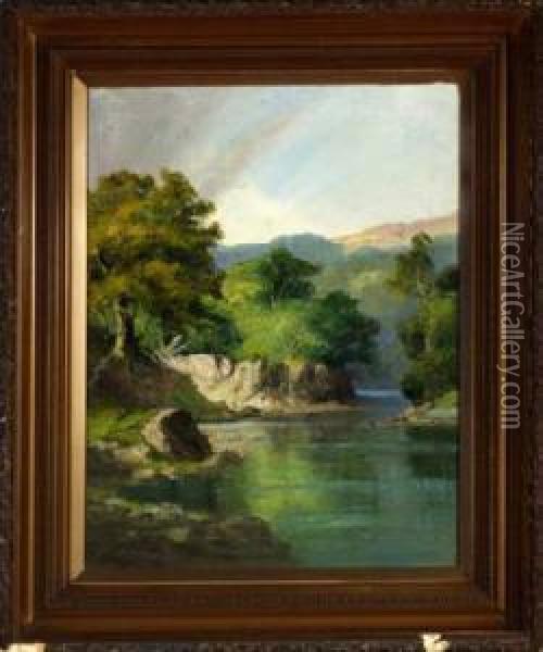 A Quiet River Bend Oil Painting - Frank Thomas,francis Carter