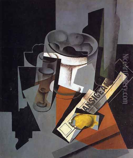 Still Life with Newspaper Oil Painting - Juan Gris