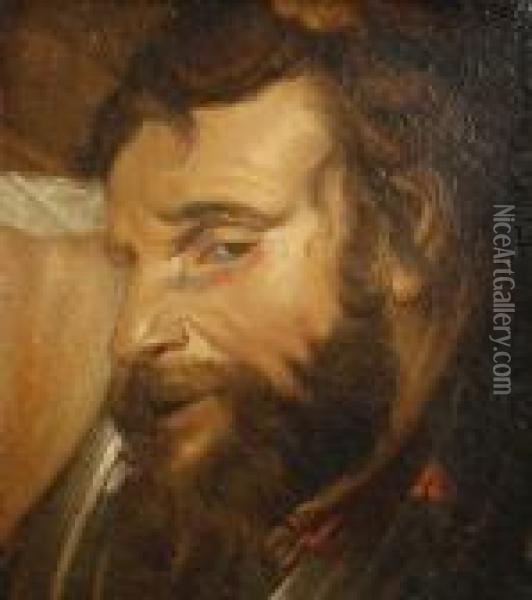 The Head Of A Bearded Man In Armour Oil Painting - Jacob Jordaens