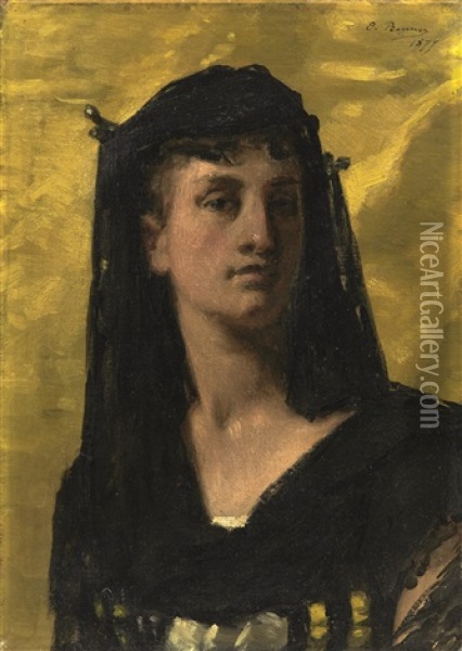 Portrait De Femme Espagnole Oil Painting - Emmanuel Benner