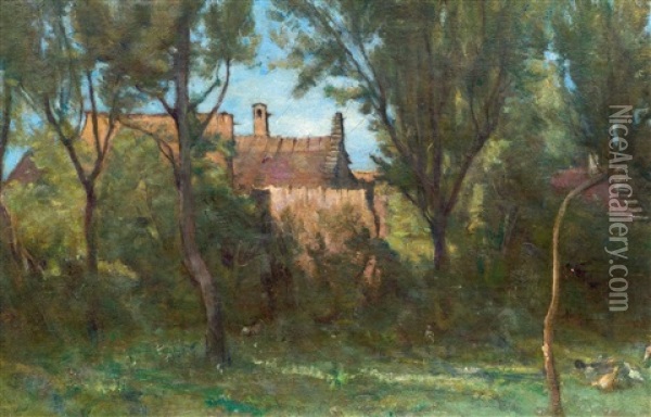 Landscape With Farm House Oil Painting - Barthelemy Menn