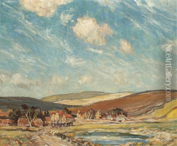 Hankham Village, Near Pevensey, Sussex (+ Another; Pair) Oil Painting - Sidney Dennant Moss