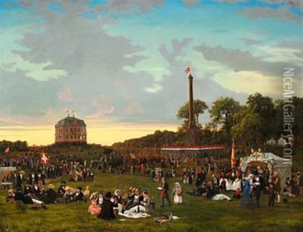 Grundlovsfesten Paa Eremitageplainen D. 5. Juni 1854 Oil Painting - David Jacobsen