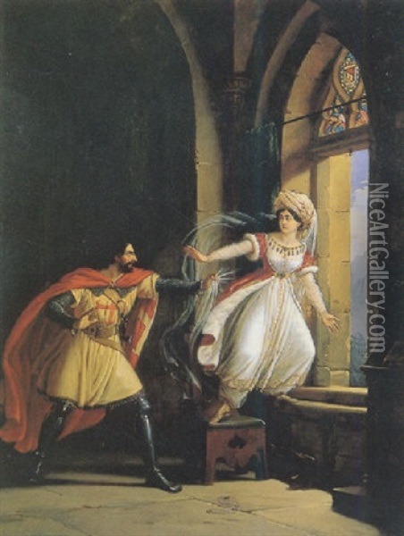 Rebecca, From Walter Scott's Ivanhoe Oil Painting - Edouard Henri Theophile Pingret