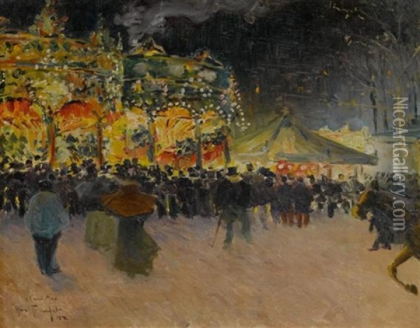 Jahrmarktszene In Paris Oil Painting - Louis Abel-Truchet