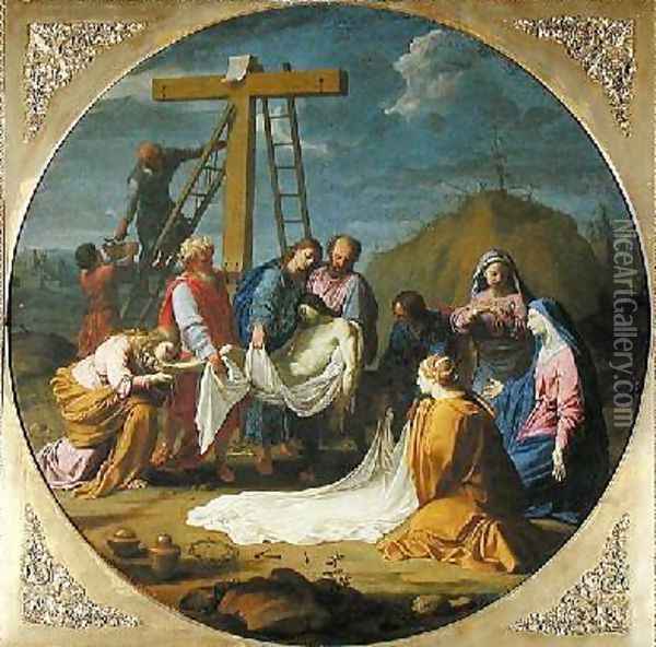Descent from the Cross Oil Painting - Eustache Le Sueur