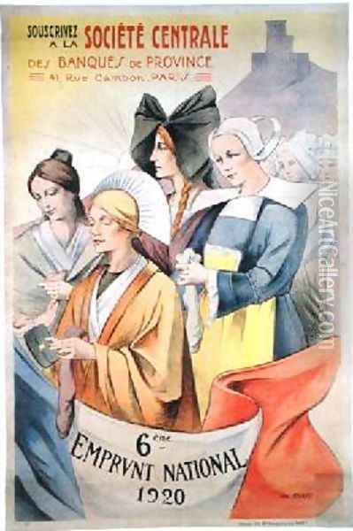 Poster advertising the Sixth National Loan 1920 Oil Painting - Abel Mignon