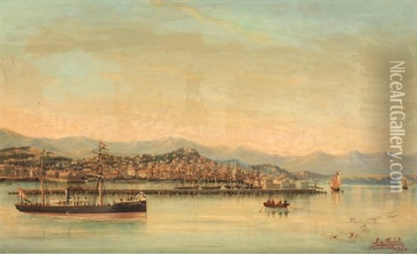 Gorizia Port, Italy Oil Painting - Ludwig Rubelli Von Sturmfest