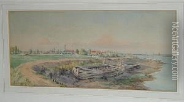 Old Barges Oil Painting - William Stephen Tomkin
