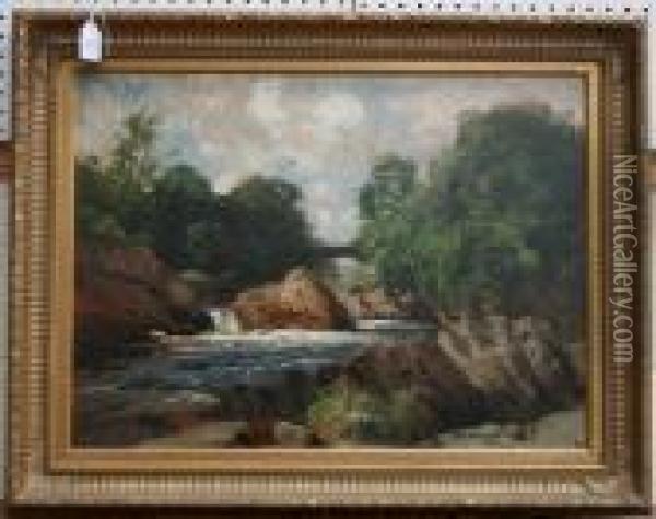 Across A River Oil Painting - Thomas E. Mostyn