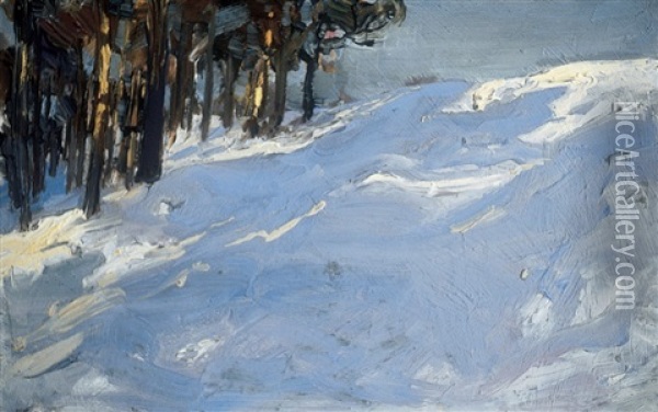 Winter Hillside Oil Painting - James Edward Hervey MacDonald