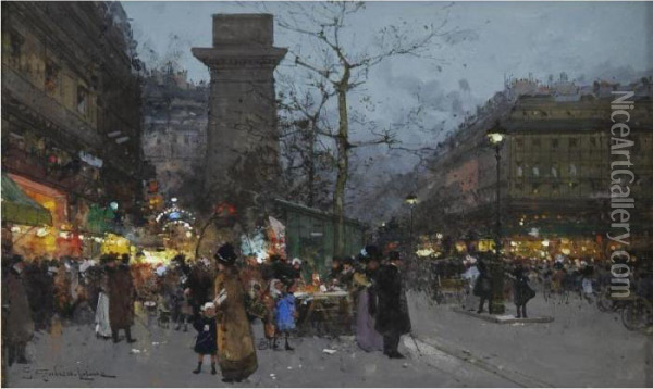 La Porte Saint Denis Oil Painting - Eugene Galien-Laloue