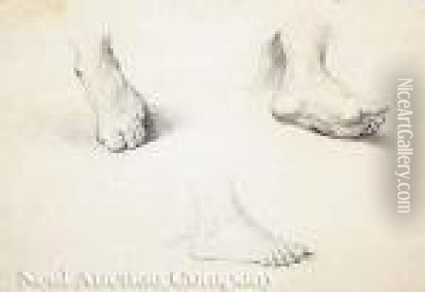 Academy Studies Of Male Feet Oil Painting - Edward Lear