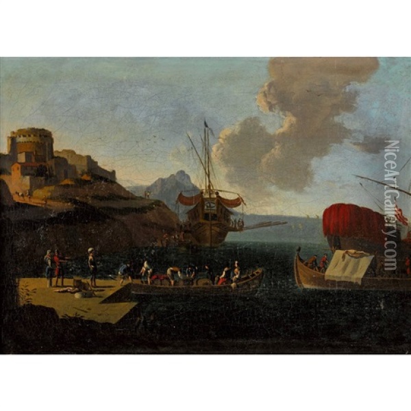 Sudliche Hafenszene Oil Painting - Adriaen Van Der Cabel