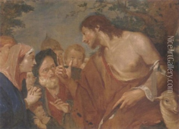 The Predication Of The Baptist Oil Painting - Giovanni Battista Pittoni the younger