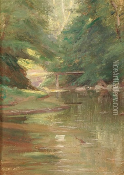 Bridge Over The Brook Oil Painting - Walter Clark