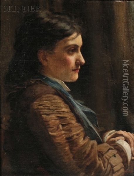Portrait Of A Woman In Profile Oil Painting - John Reed Dickinson