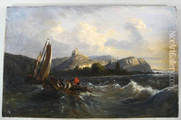 Boats In Rough Water Oil Painting - Jules Didier