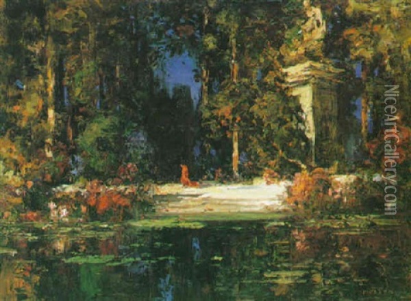 The Lakeside Arbour Oil Painting - Thomas Edwin Mostyn