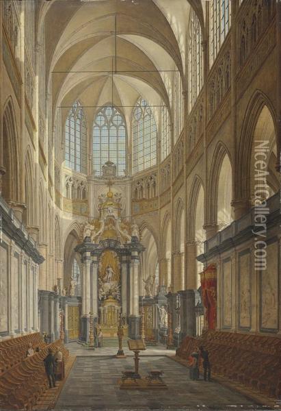 The Choir Of The Saint Bavo Cathedral, Ghent Oil Painting - Angelus De Baets