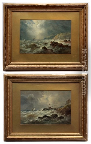 Rocky Coastal Scenes Oil Painting - John Moore Of Ipswich