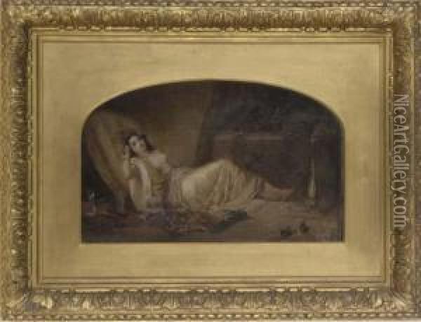 A Reclining Odalisque Oil Painting - Francis Phillip Stephanoff