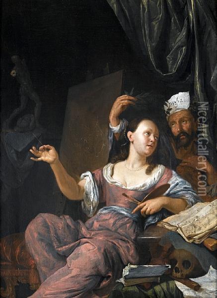 An Allegory Of Painting Crowned By Poetry Oil Painting - Jacob Van Toorenvliet
