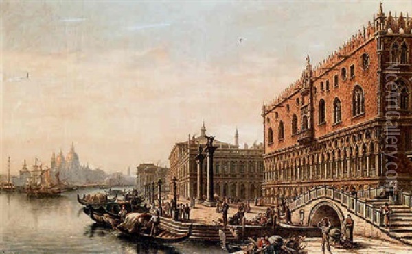 Veduta Di Palazzo Ducale A Venezia Oil Painting - Victor Vervloet