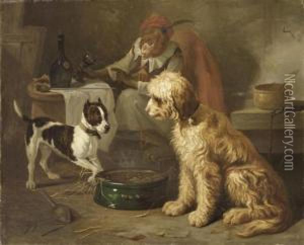 Meal In The Tavern. Oil Painting - Zacharias Noterman