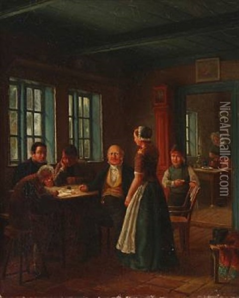 Besog Hos Sognefoden Oil Painting - Christian (Jens C.) Thorrestrup