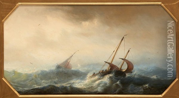 Marine Par Gros Temps Oil Painting - Paul Jean Clays