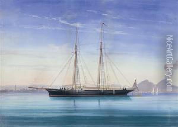 A Royal Yacht Squadron Racing Schooner Under Sail Oil Painting - Antonio de Simone