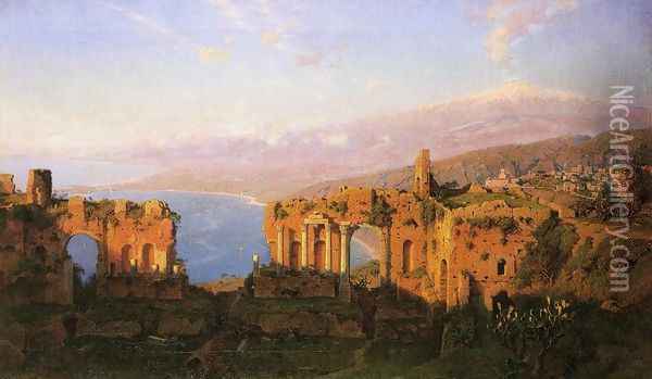 Ruins of the Roman Theatre at Taormina, Sicily Oil Painting - William Stanley Haseltine