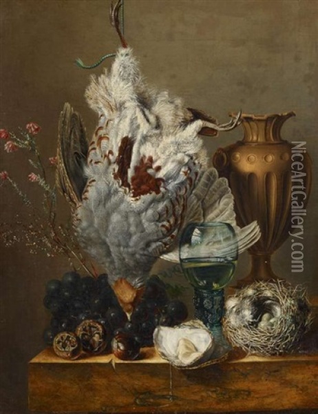 Stillleben Mit Erlegtem Vogel, Austern Und Vogelnest Oil Painting - Henriette Gertrude Knip