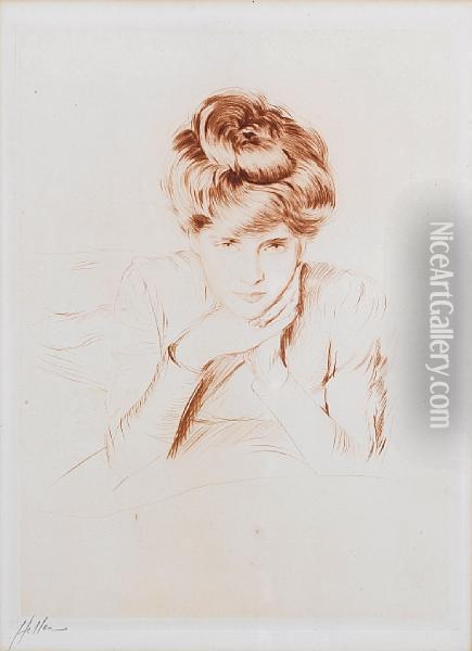 Portrait Of A Seated Woman Oil Painting - Paul Cesar Helleu