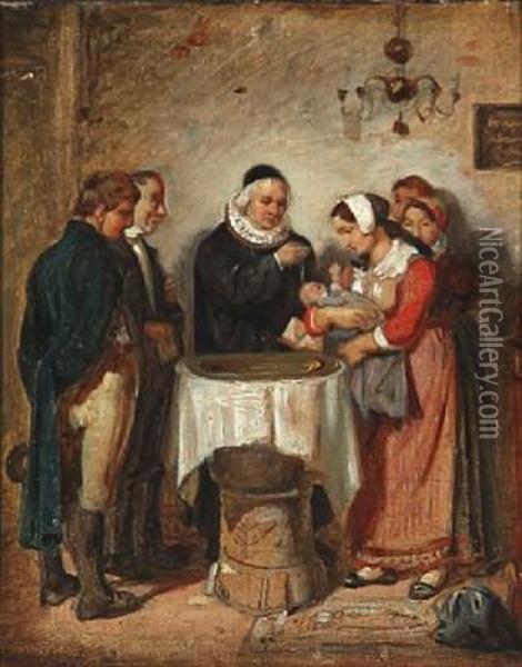 Christening Scene Oil Painting - Nicolai Francois Habbe