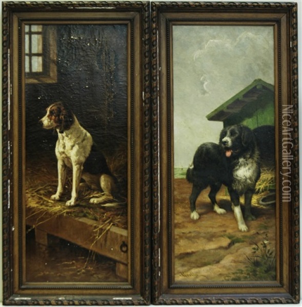 Cani (pair) Oil Painting - Ottavio Grolla