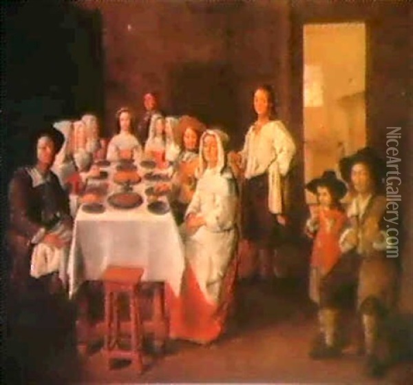 La Repas De Famille Oil Painting - Jean Michelin