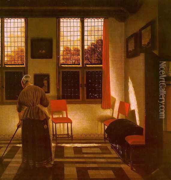 Room in a Dutch House Oil Painting - Pieter Janssens Elinga