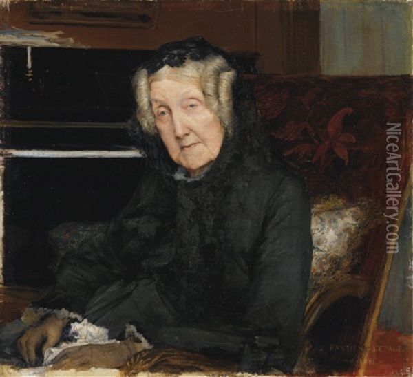 Portrait De Mme Waskiewicz Oil Painting - Jules Bastien-Lepage