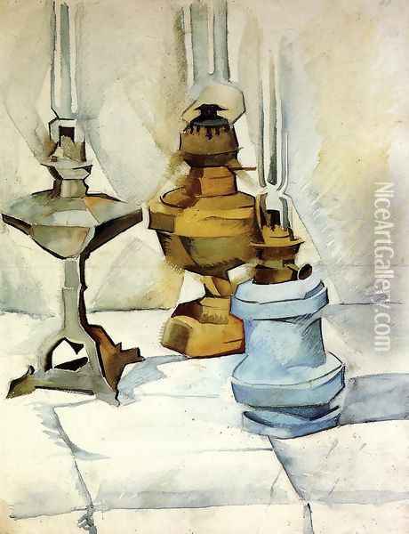 Three Lamps Oil Painting - Juan Gris