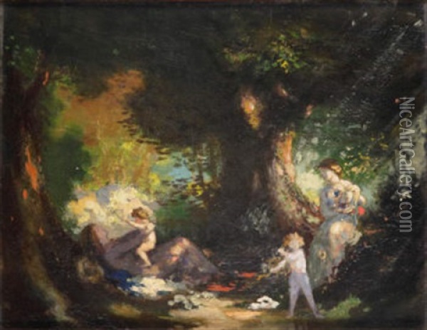 Woodland Scene Oil Painting - George Russell