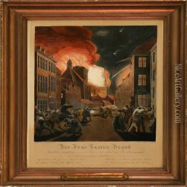 From The British Bombardment Of Copenhagen Oil Painting - Gerhard Ludwig Lahde