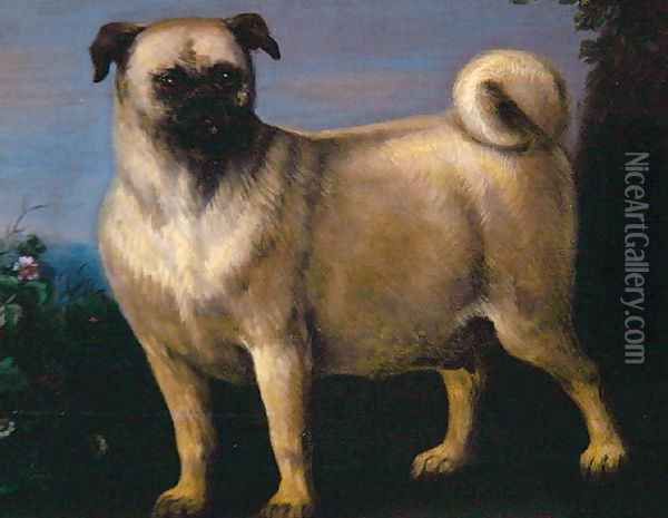 A Pug in a Landscape Oil Painting - John Wootton