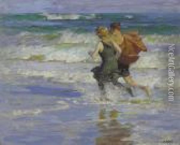 At The Beach Oil Painting - Edward Henry Potthast