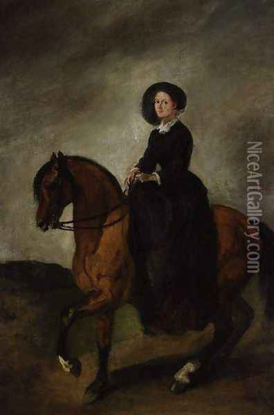 Portrait of the Artist's Daughter Celina on Horseback Oil Painting - Piotr Michalowski