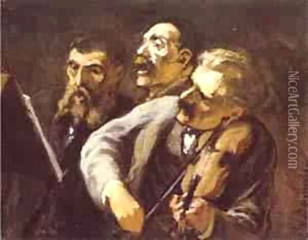 Three Amateur Musicians 1864-65 Oil Painting - Honore Daumier