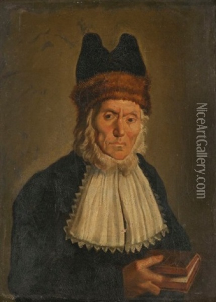 Portrait De David Sintzheim (1745-1812), Chef Du Grand Sanhedrin, 1er Grand Rabbin Du Consistoire Central Oil Painting - Michel-Francois Damane-Demartrais